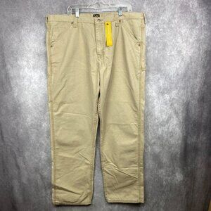 LEE Carpenter Loose Fit Straight Denim Jean Pants Mens 42x34 Tan Workwear NWT